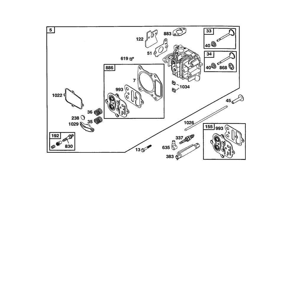 Head-Cylinder Diagram and Parts List for 120600TO120699  Briggs and Stratton Engine